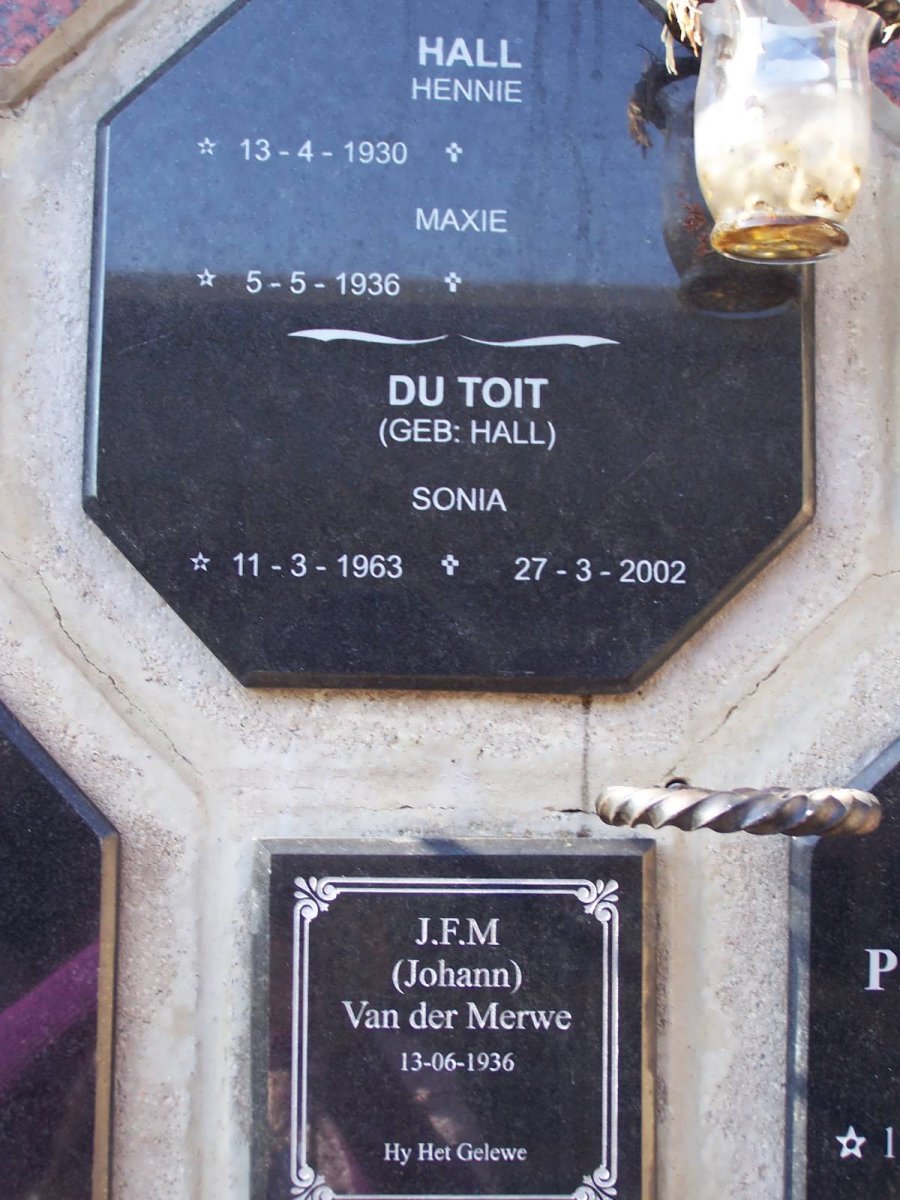 HALL :: DU TOIT :: VAN DER MERWE