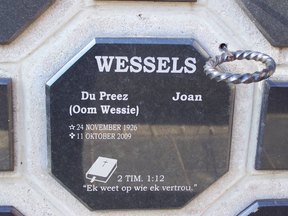 WESSELS Du Preez 1926-2009 &amp; Joan