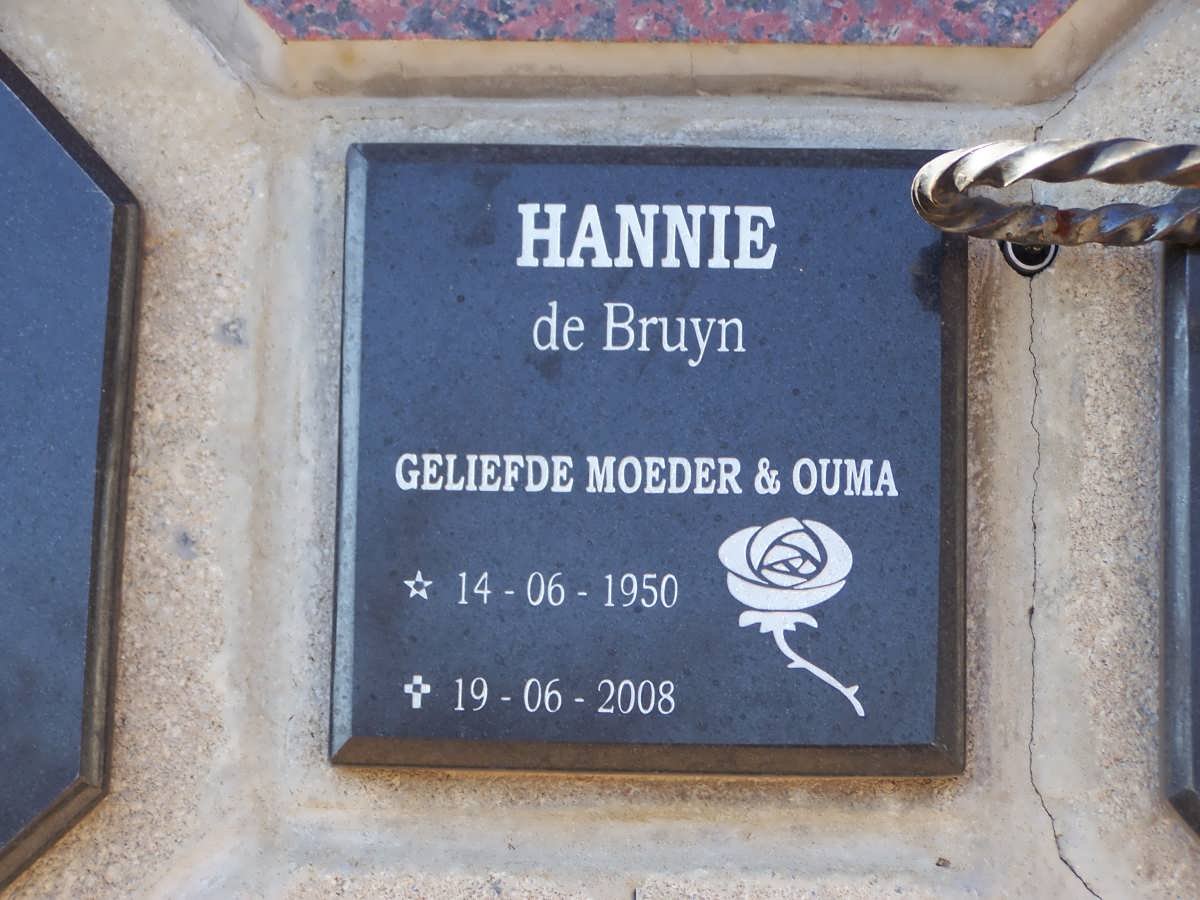 BRUYN Hannie, de 1950-2008