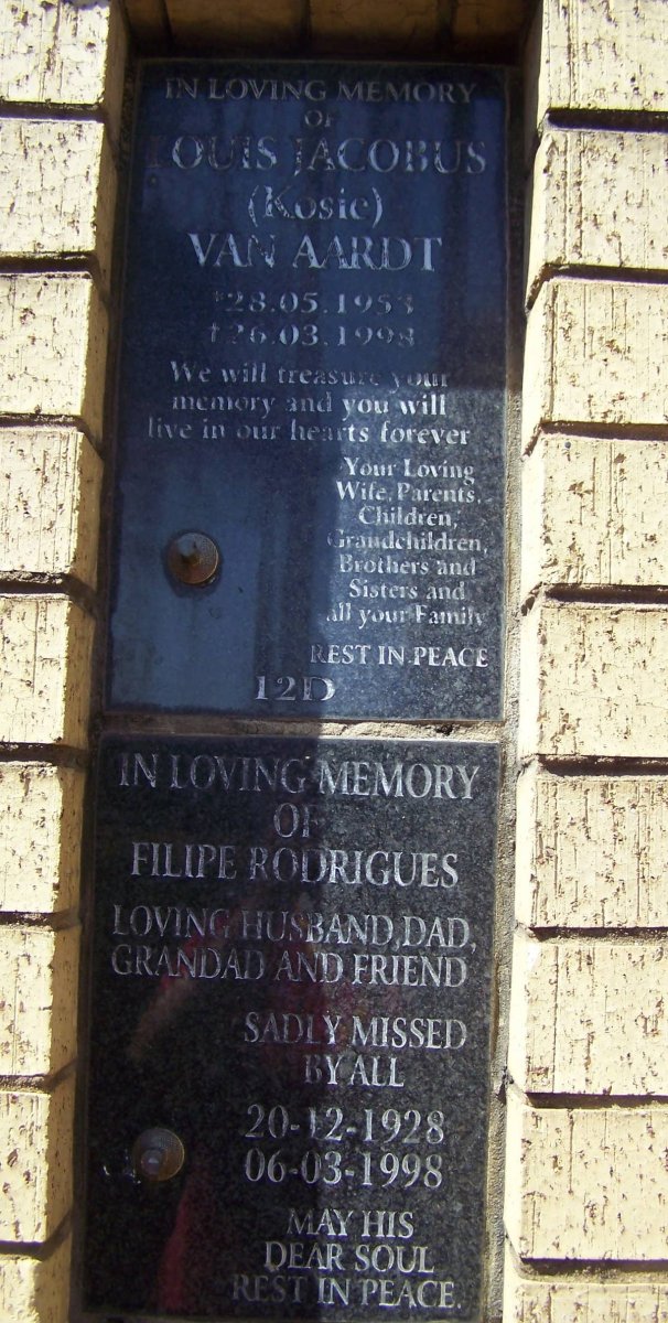 AARDT Louis Jacobus, van 1953-1998 :: RODRIGUES Filipe 1928-1998