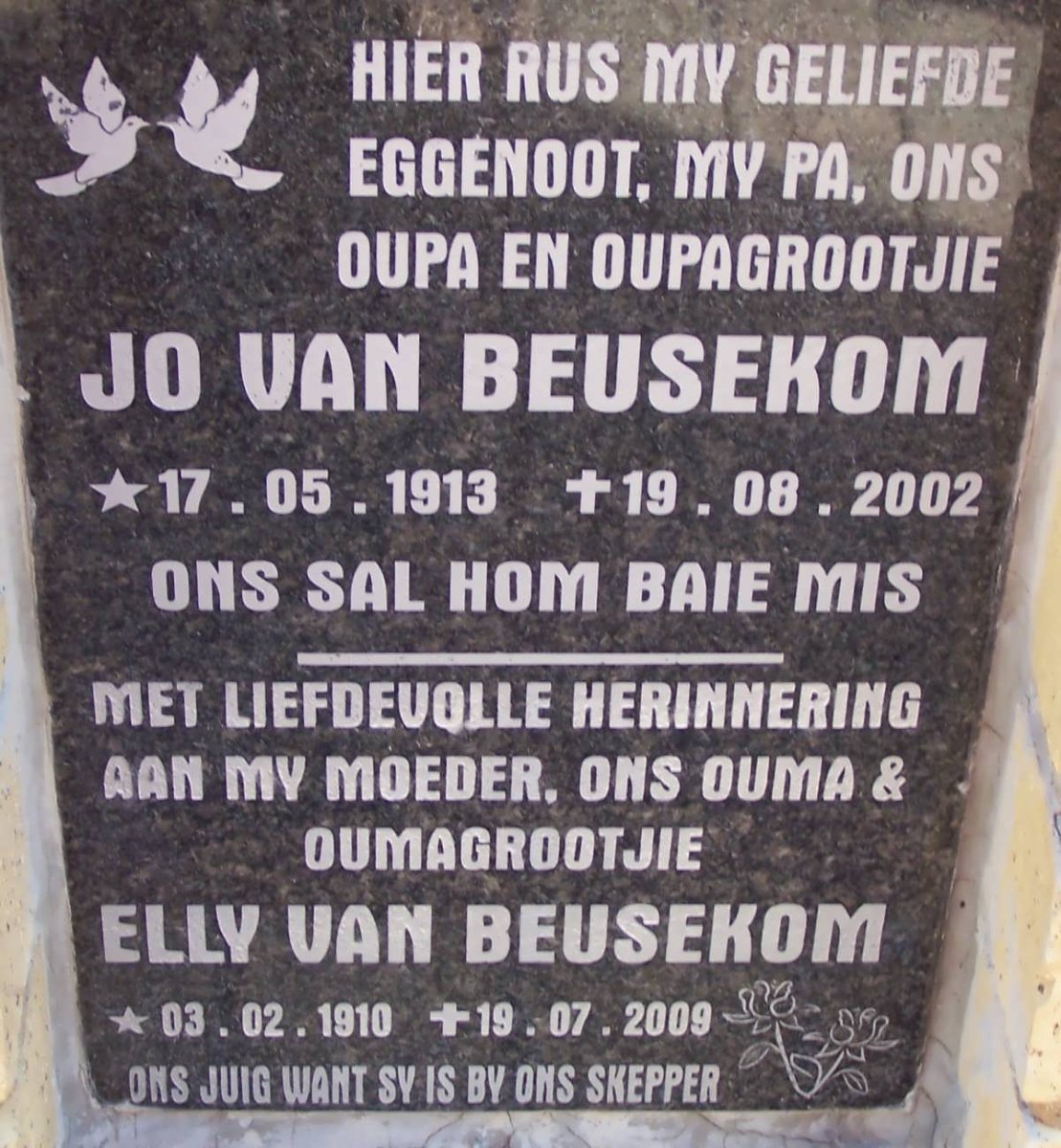 BEUSEKOM Jo, van 1913-2002 &amp; Elly 1910-2009