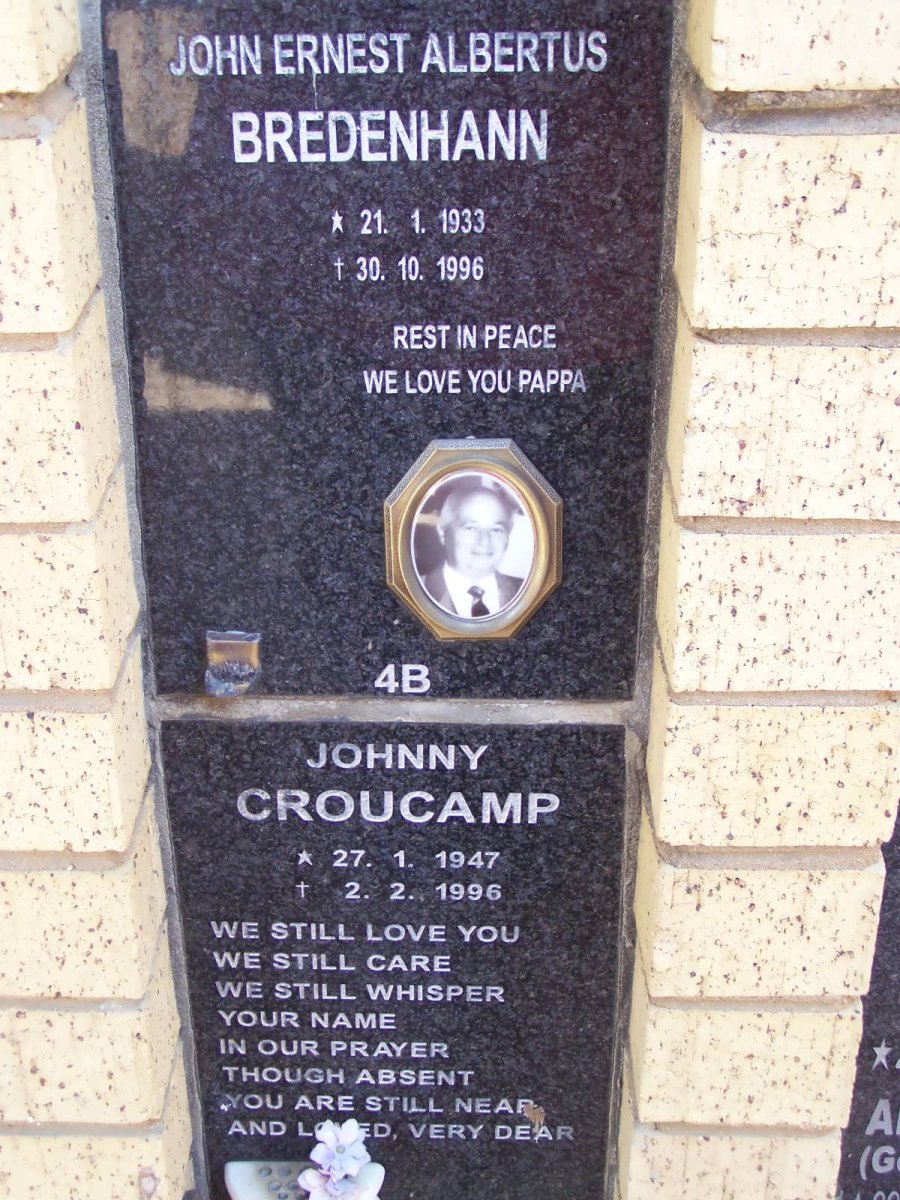 BREDENHANN John Ernest Albertus 1933-1996 :: CROUCAMP Johnny 1947-1996