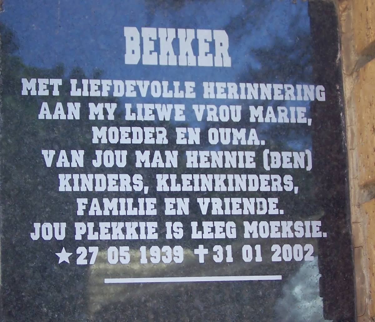 BEKKER Marie 1939-2002