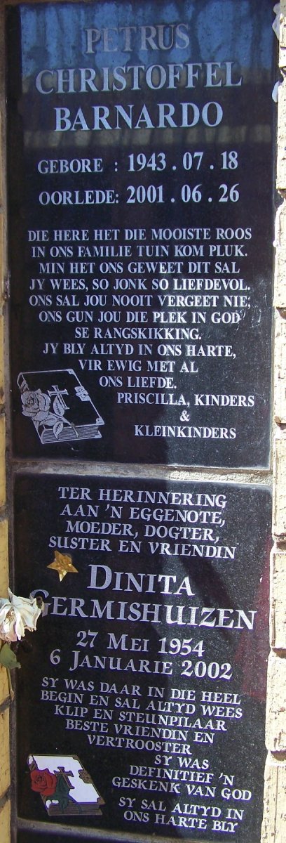 BARNARDO Petrus Christoffel Barnardo 1943-2001 :: GERMISHUIZEN Dinita 1954-2002