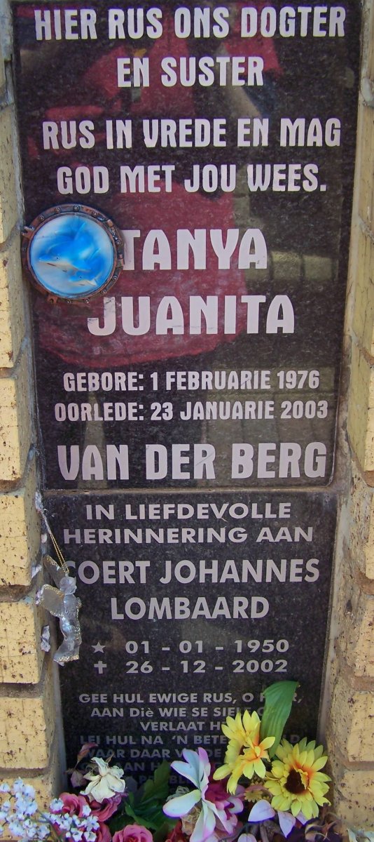 BERG Tanya Juanita, van der 1976-2003 :: LOMBAARD Coert Johannes 1950-2002