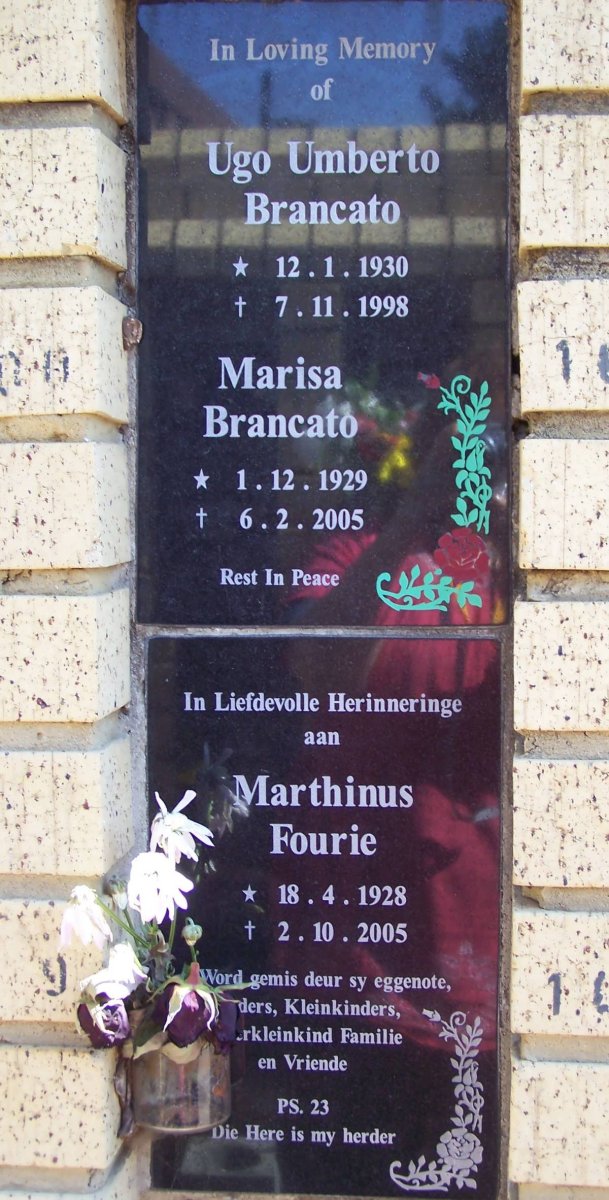 BRANCATO Ugo Umberto 1930-1998 &amp; Marisa 1929-2005 :: FOURIE Marthinus 1928-2005