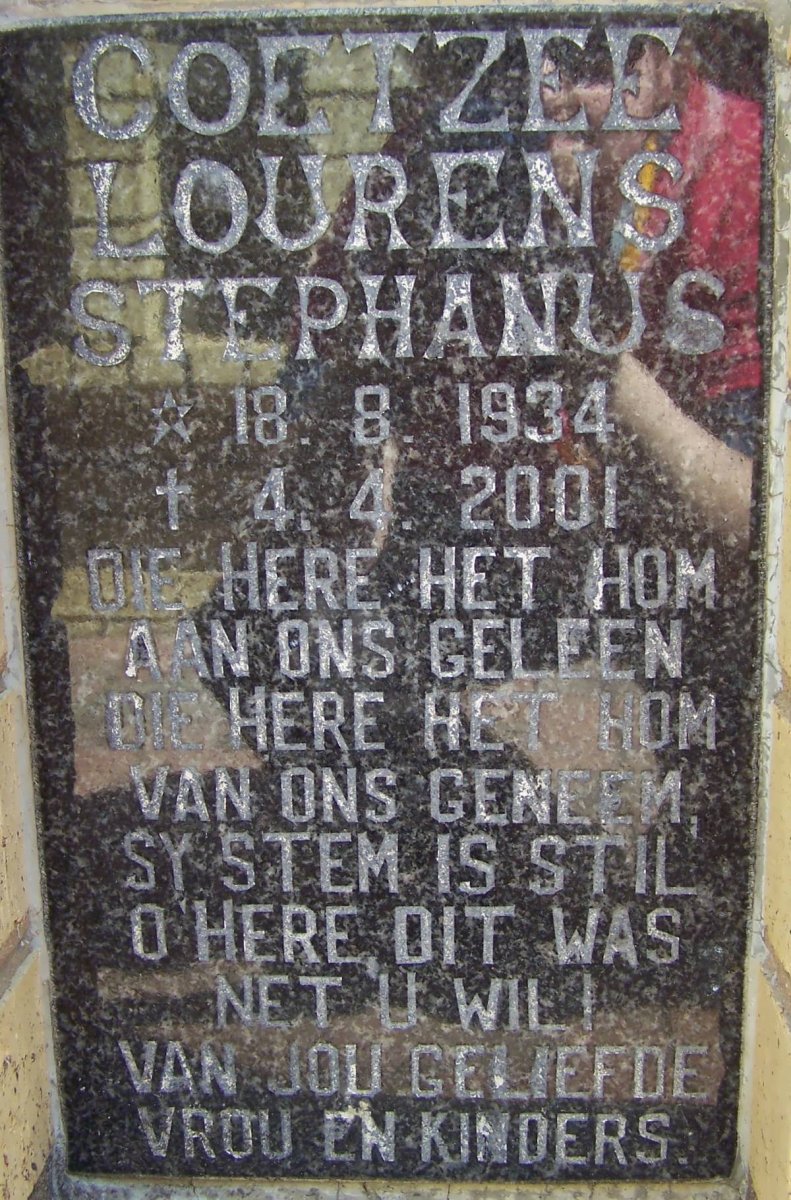 COETZEE Lourens Stephanus 1934-2001