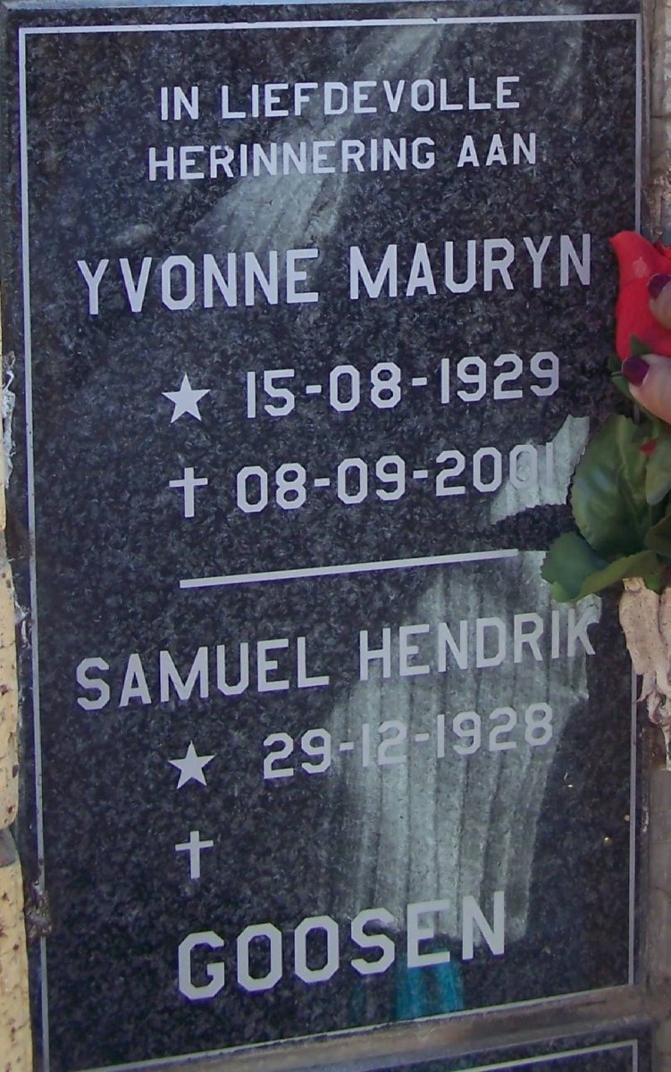 GOOSEN Samuel Hendrik 1928- &amp; Yvonne Mauryn 1929-2001