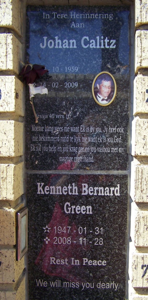 CALITZ Johan 1959-2009 :: GREEN Kenneth Bernard 1947-2008