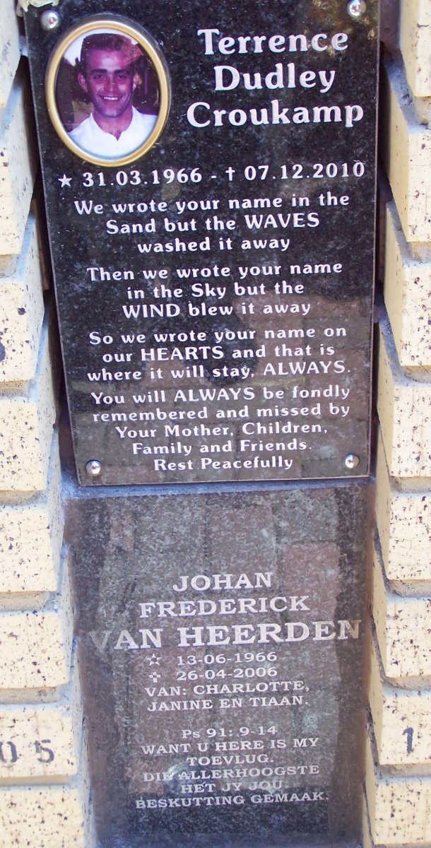 CROUKAMP Terrence Dudley 1966-2010 :: VAN HEERDEN Johan Frederick 1966-2006