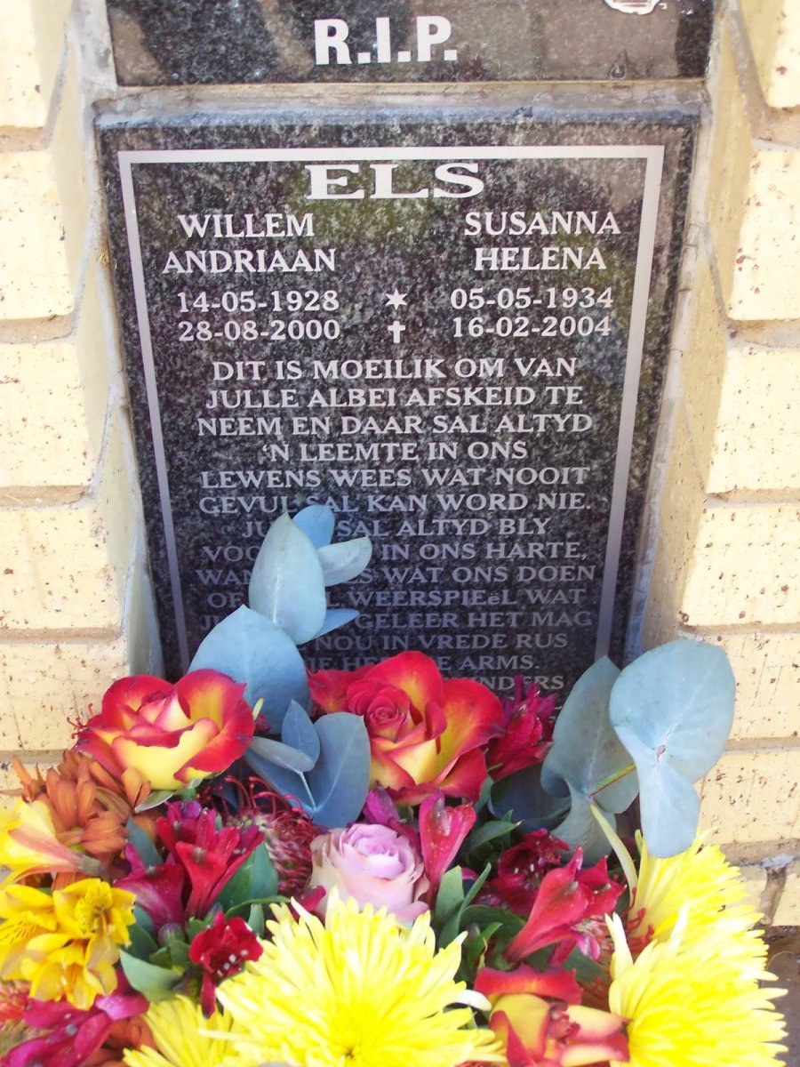 ELS Willem Andriaan 1928-2000 &amp; Susanna Helena 1934-2004