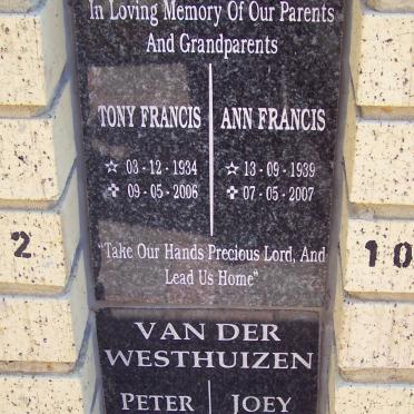 FRANCIS :: VAN DER WESTHUIZEN