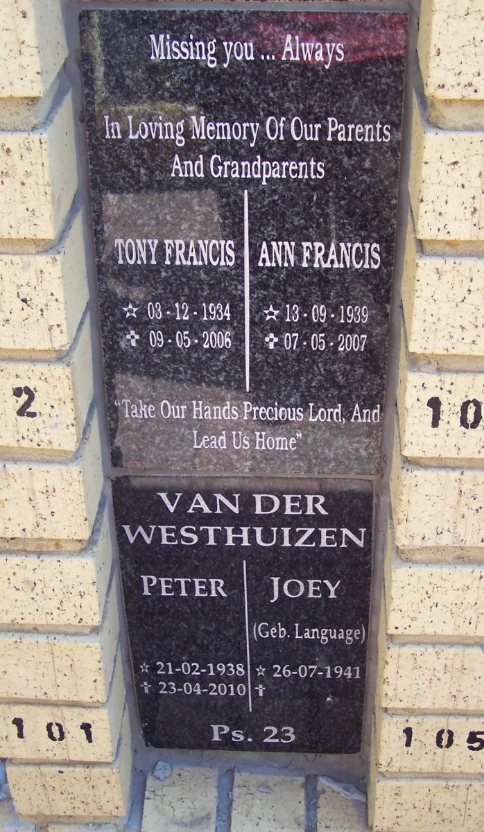 FRANCIS :: VAN DER WESTHUIZEN