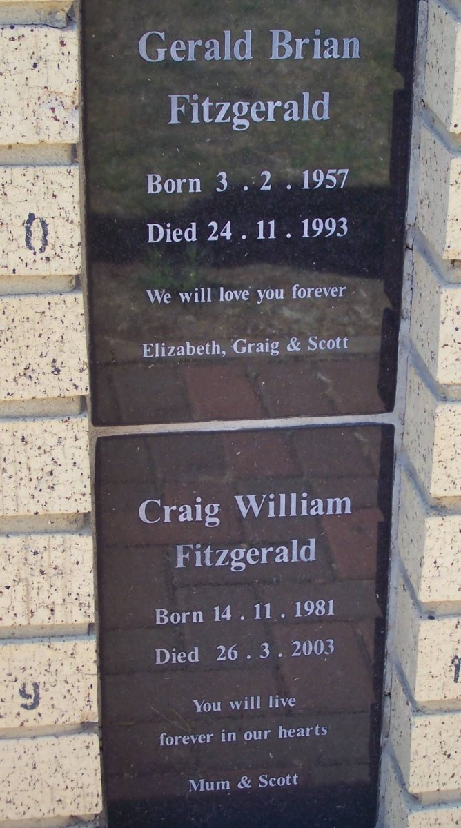 FITZGERALD Gerald Brian 1957-1993 :: FITZGERALD Craig William 1981-2003