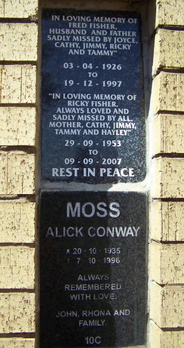 FISHER Fred 1926-1997 :: FISHER Ricky 1953-2007 :: MOSS Alick Conway 1935-1996