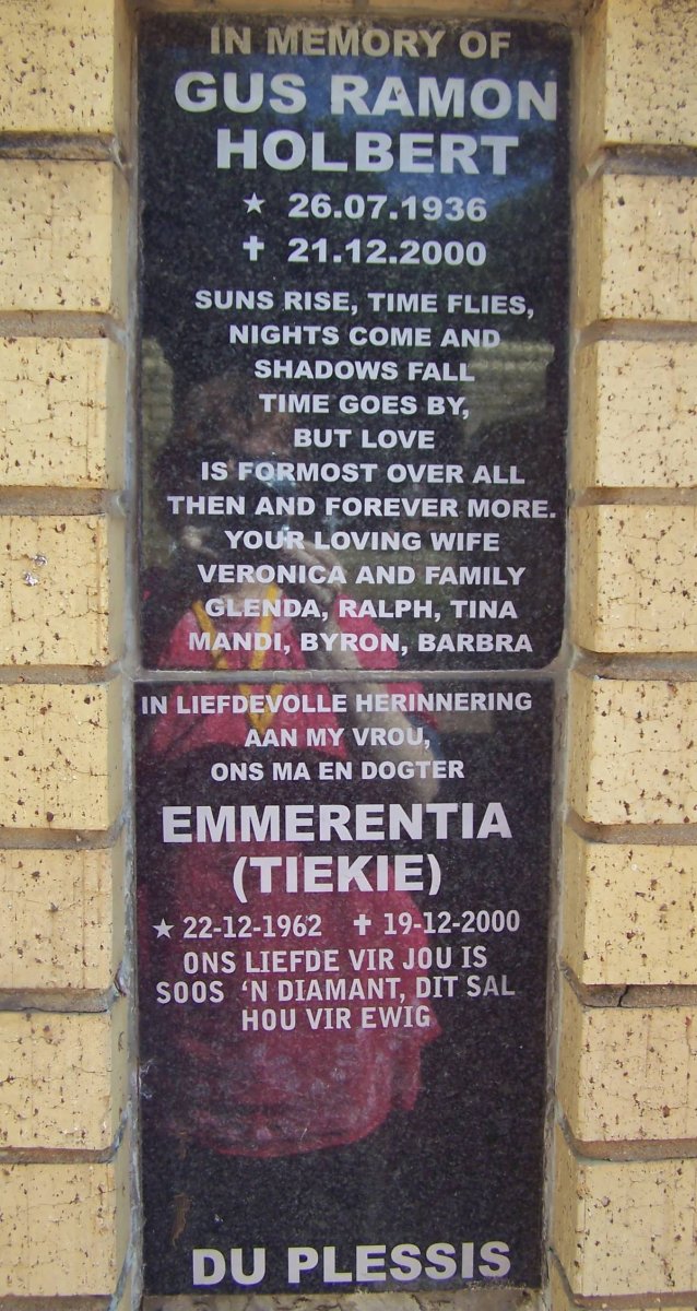 HOLBERT Gus Ramon 1936-2000 :: DU PLESSIS Emmerentia 1962-2000