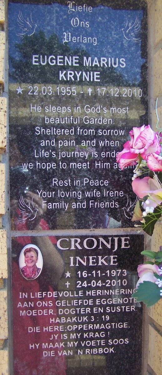 KRYNIE Eugene Marius 1955-2010 :: CRONJE Ineke 1973-2010