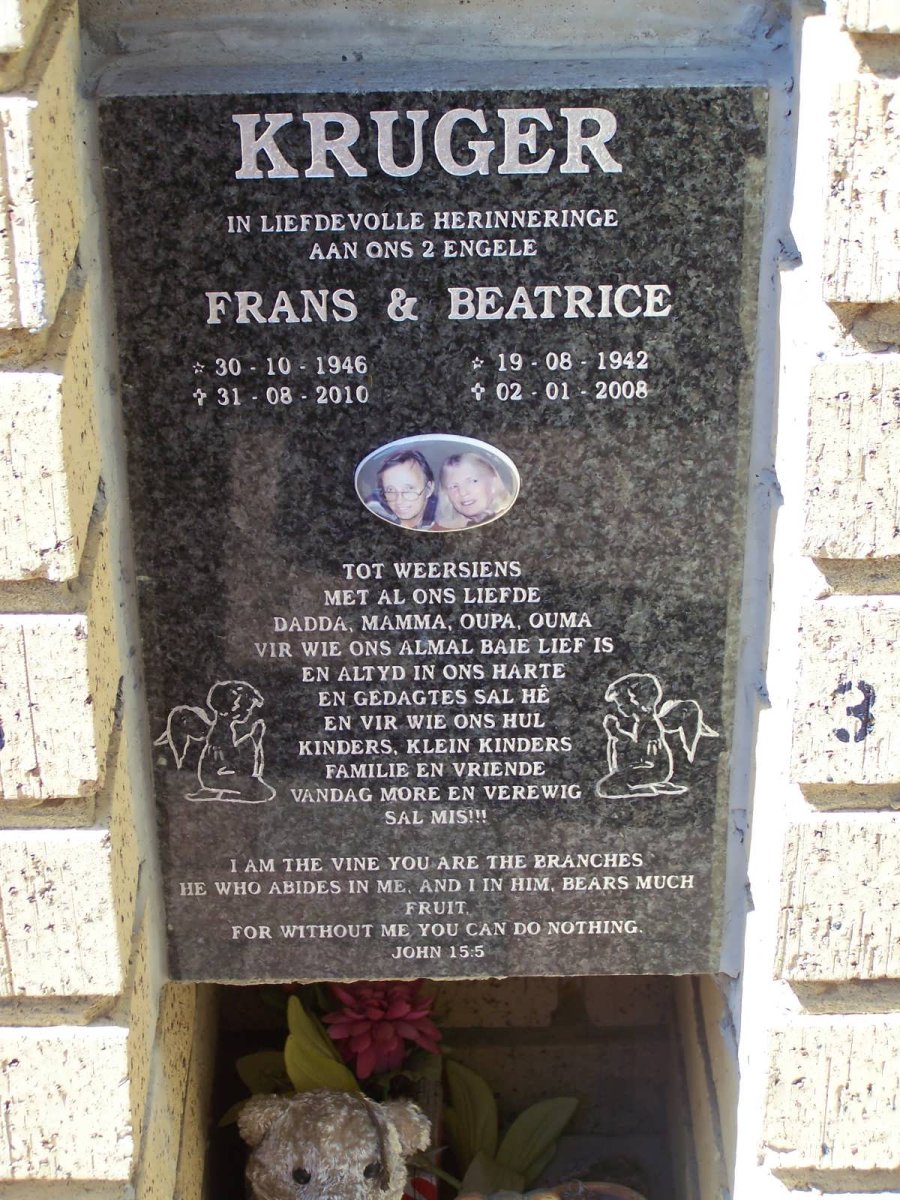 KRUGER FRANS 1946-2010 &amp; Beatrice 1942-2008