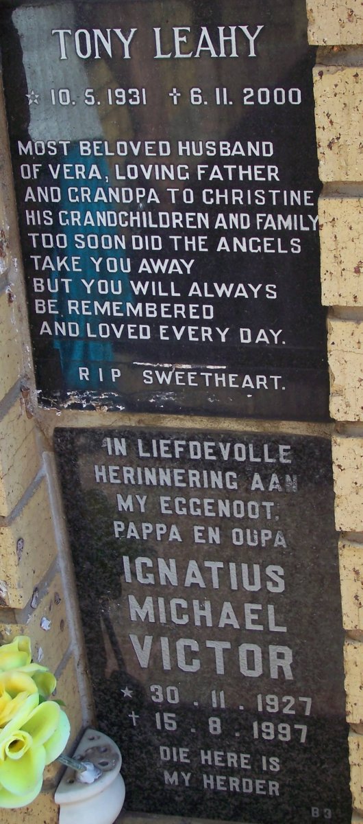 LEAHY Tony 1931-2000 :: VICTOR Ignatius Michael 1927-1997