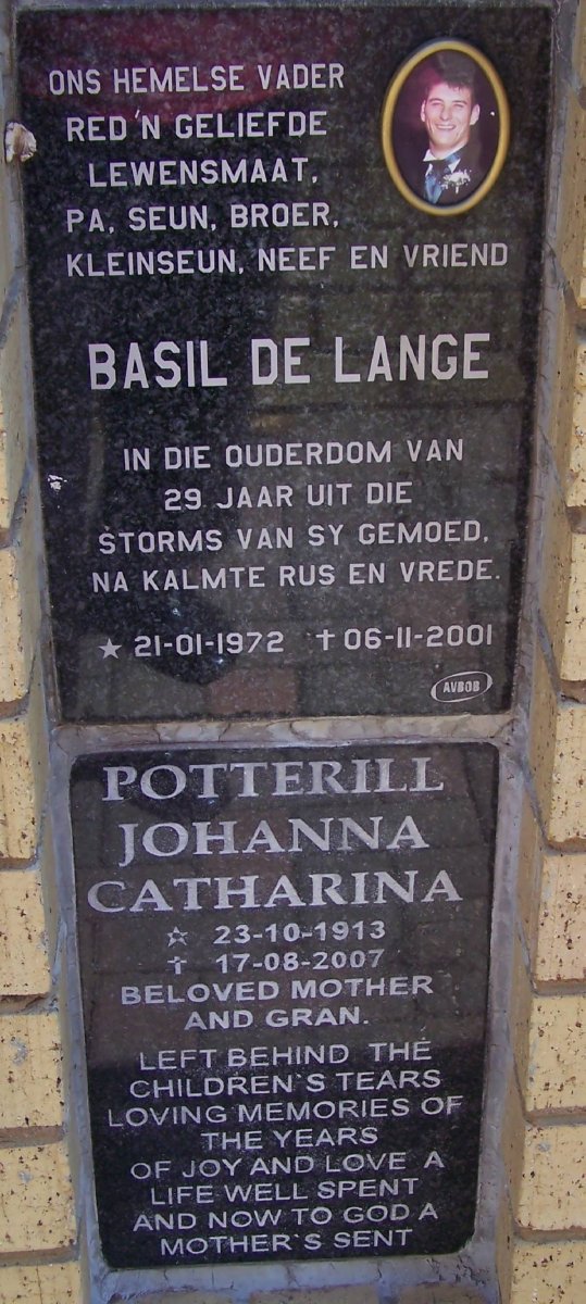 LANGE Basil de 1972-2001 :: POTTERILL Johanna Catharina 1913-2007