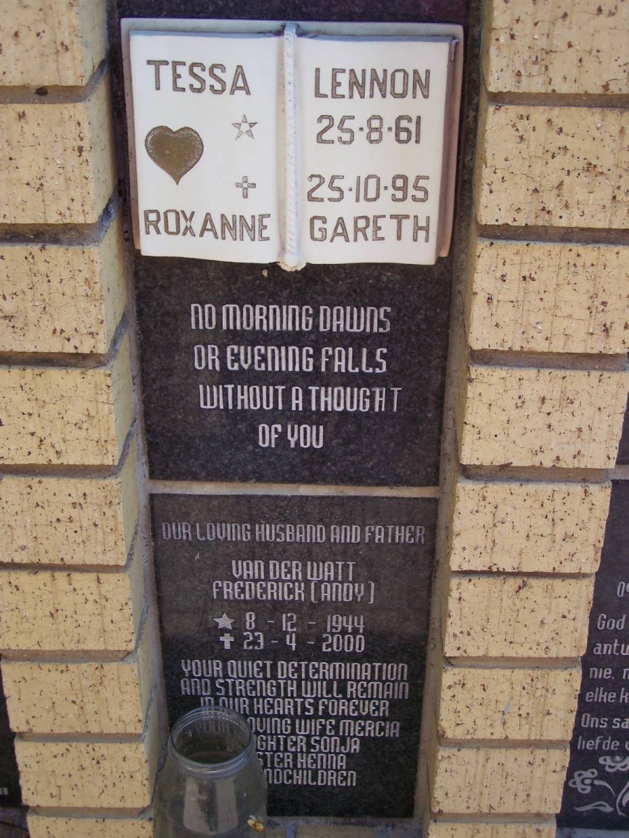 LENNON Tessa 1961-1995 :: VAN DER WATT Frederick 1944-2000