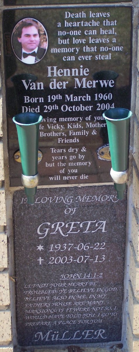 MERWE Hennie, van der 1960-2004 :: MULLER Greta 1937-2003