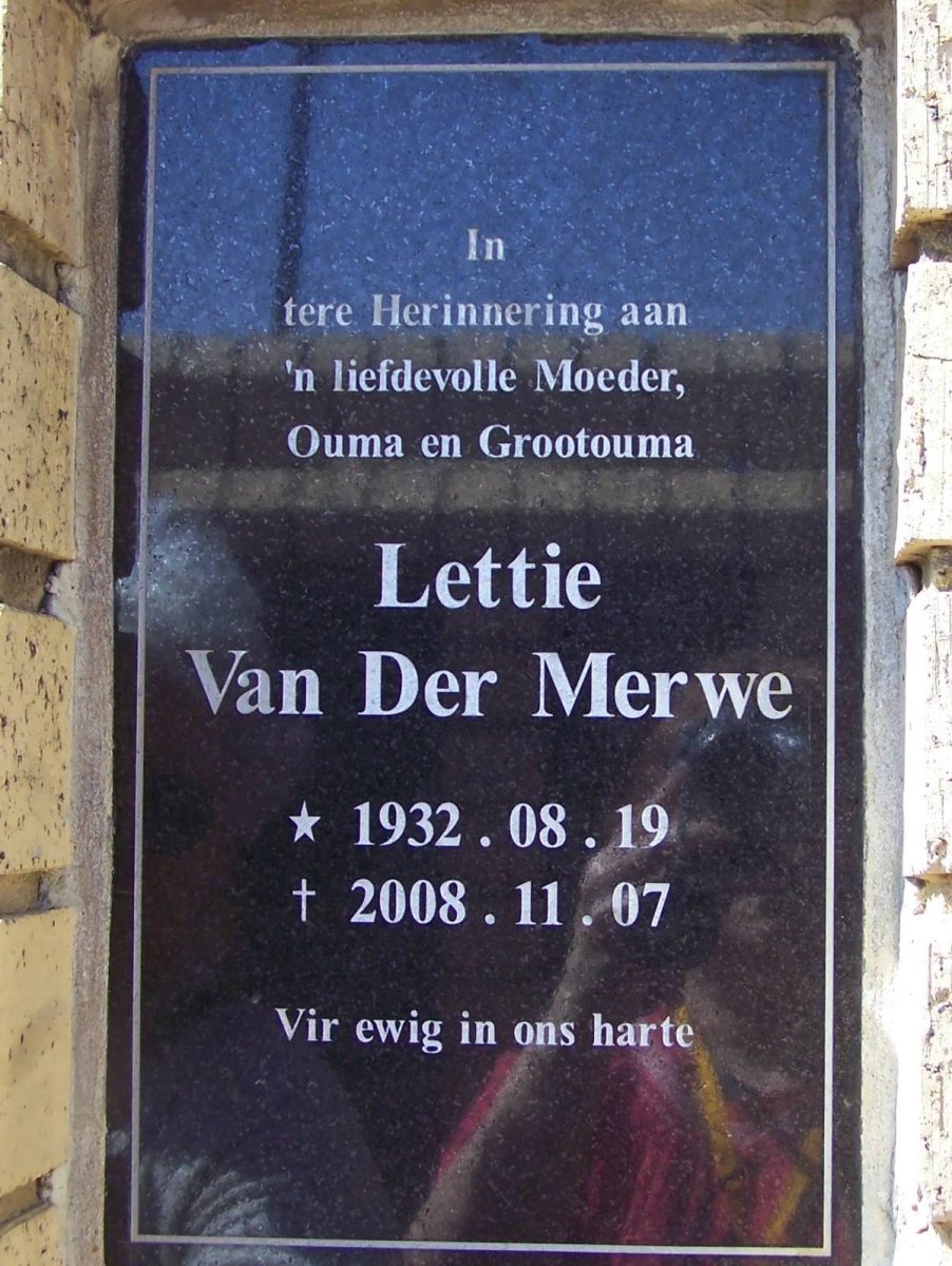 MERWE Lettie, van der 1932-2008