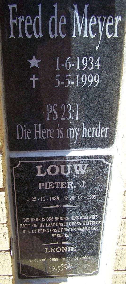 MEYER Fred, de 1934-1999 :: LOUW Pieter J. 1938-1999