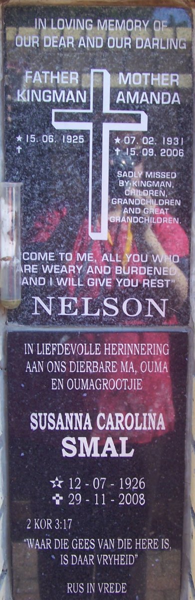 NELSON Kingman 1925- &amp; Amanda 1931-2006 :: SMAL Susanna Carolina 1926-2008