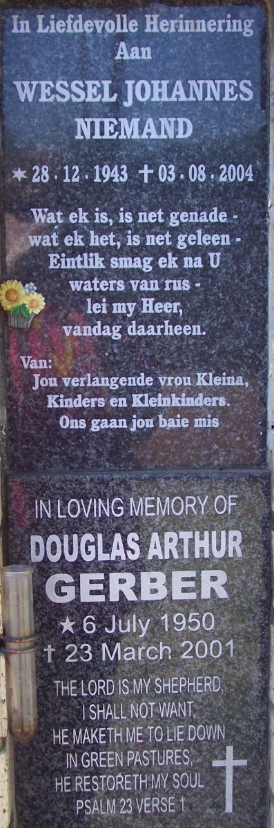 NIEMAND Wessel Johannes 1943-2004 :: GERBER Douglas Arthur 1950-2001