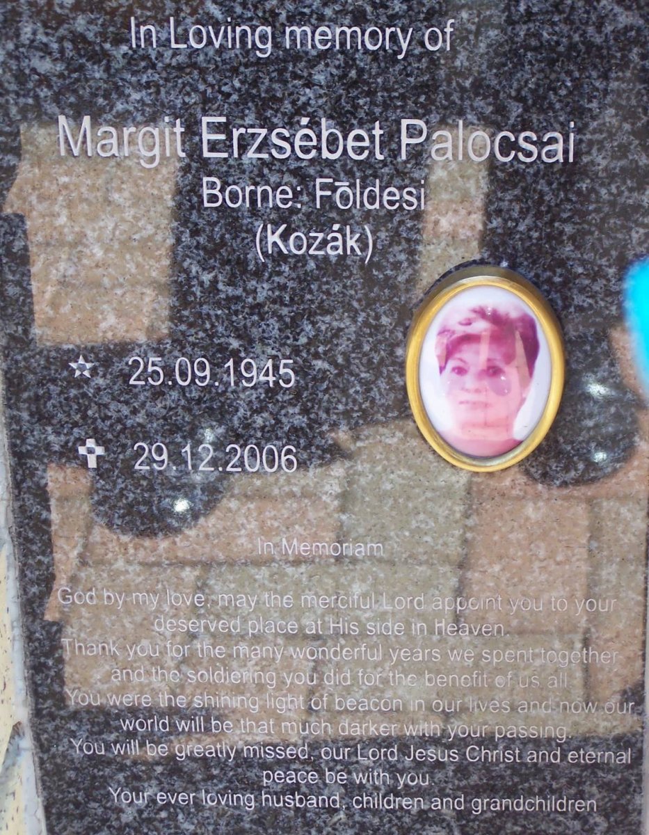 PALOCSAI Margit Erzsebet nee FOLDESI 1945-2006