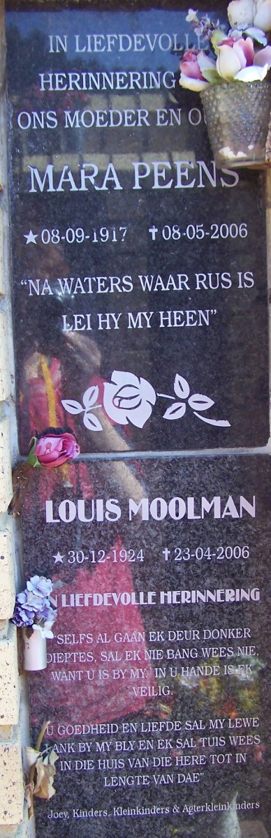PEENS Mara 1917-2006 :: MOOLMAN Louis 1924-2006