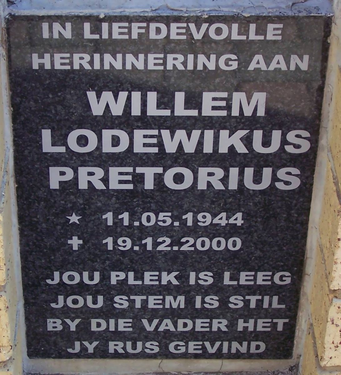 PRETORIUS Willem Lodewikus 1944-2000