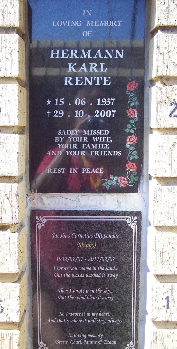RENTE Hermann Karl 1937-2007 :: DIPPENAAR Jacobus Cornelius 1932-2011