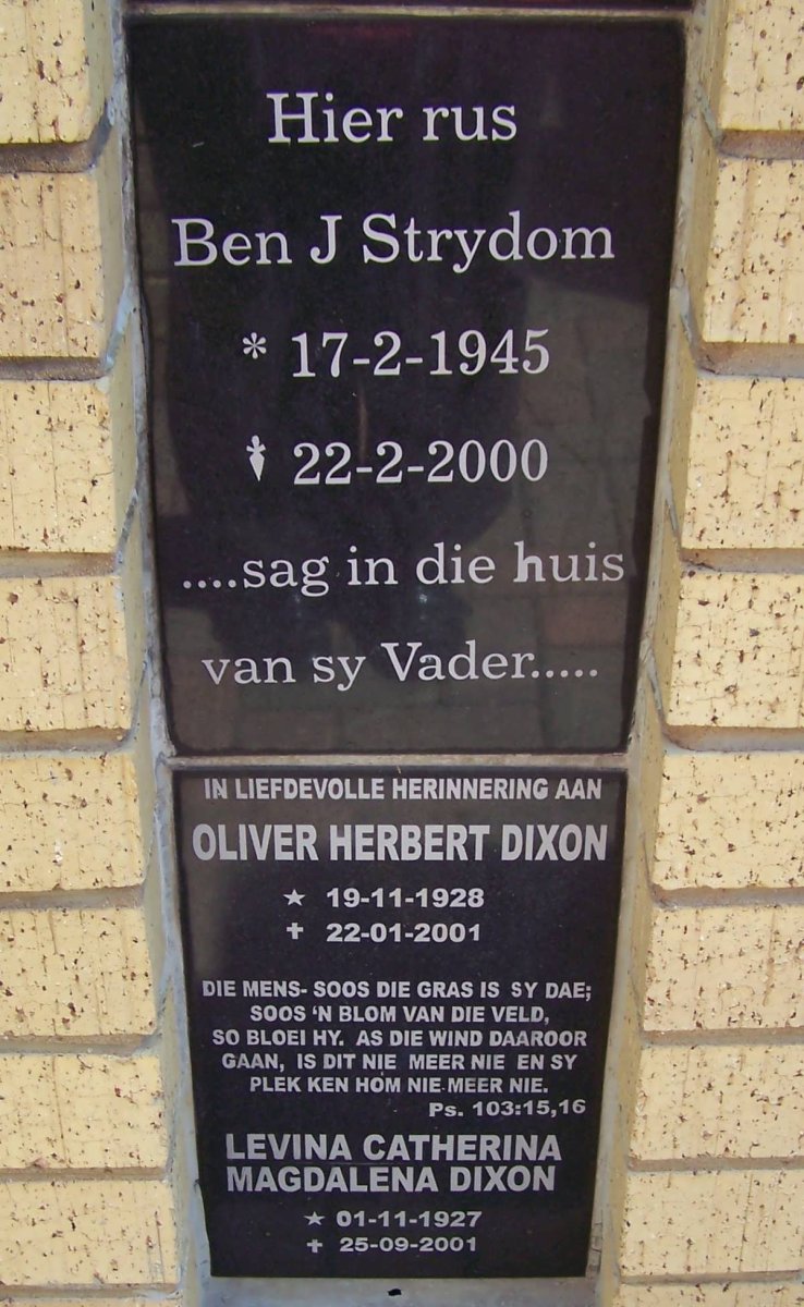 STRYDOM Ben J. 1945-2000 :: DIXON Oliver Herbert 1928-2001
