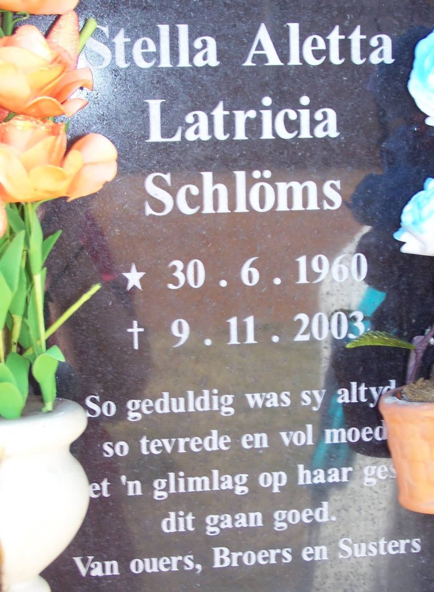 SCHLOMS Stella Aletta Latricia 1960-2003