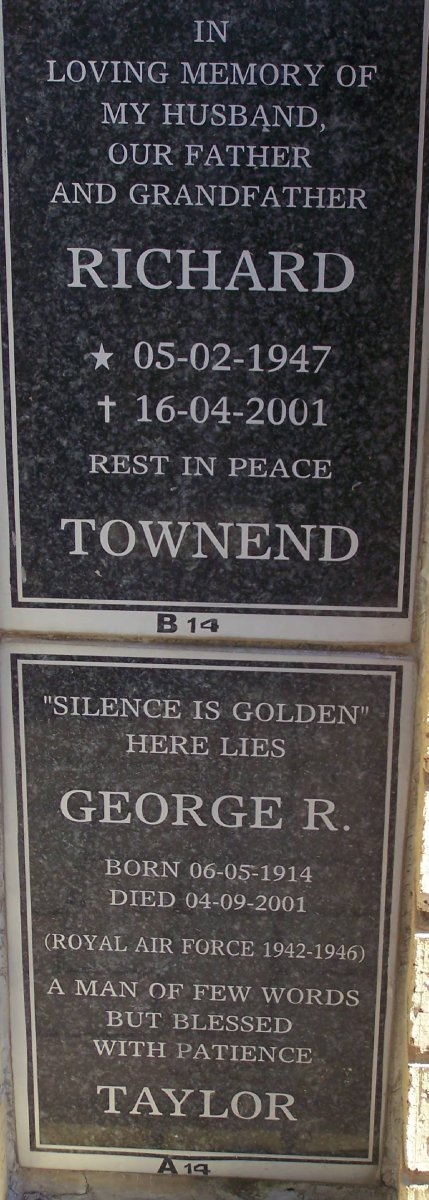 TOWNEND Richard 1947-2001 :: TAYLOR George R. 1914-2001