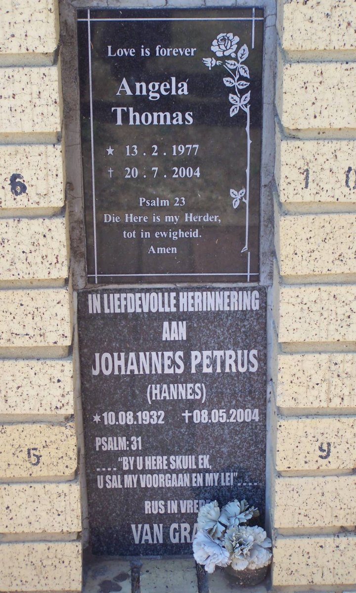 THOMAS Angela  1977-2004 :: VAN GRAAN Johannes Petrus 1932-2004