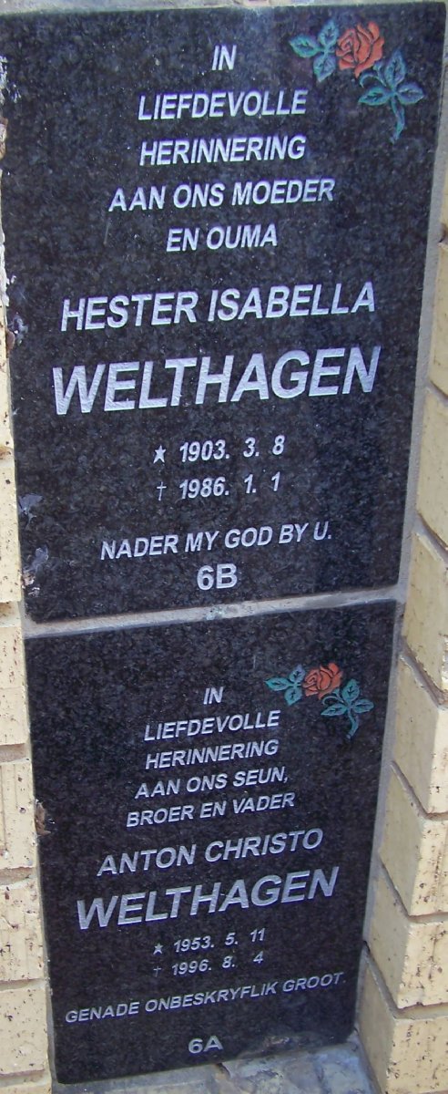 WELTHAGEN Hester Isabella 1903-1986 :: WELTHAGEN Anton Christo 1953-1996