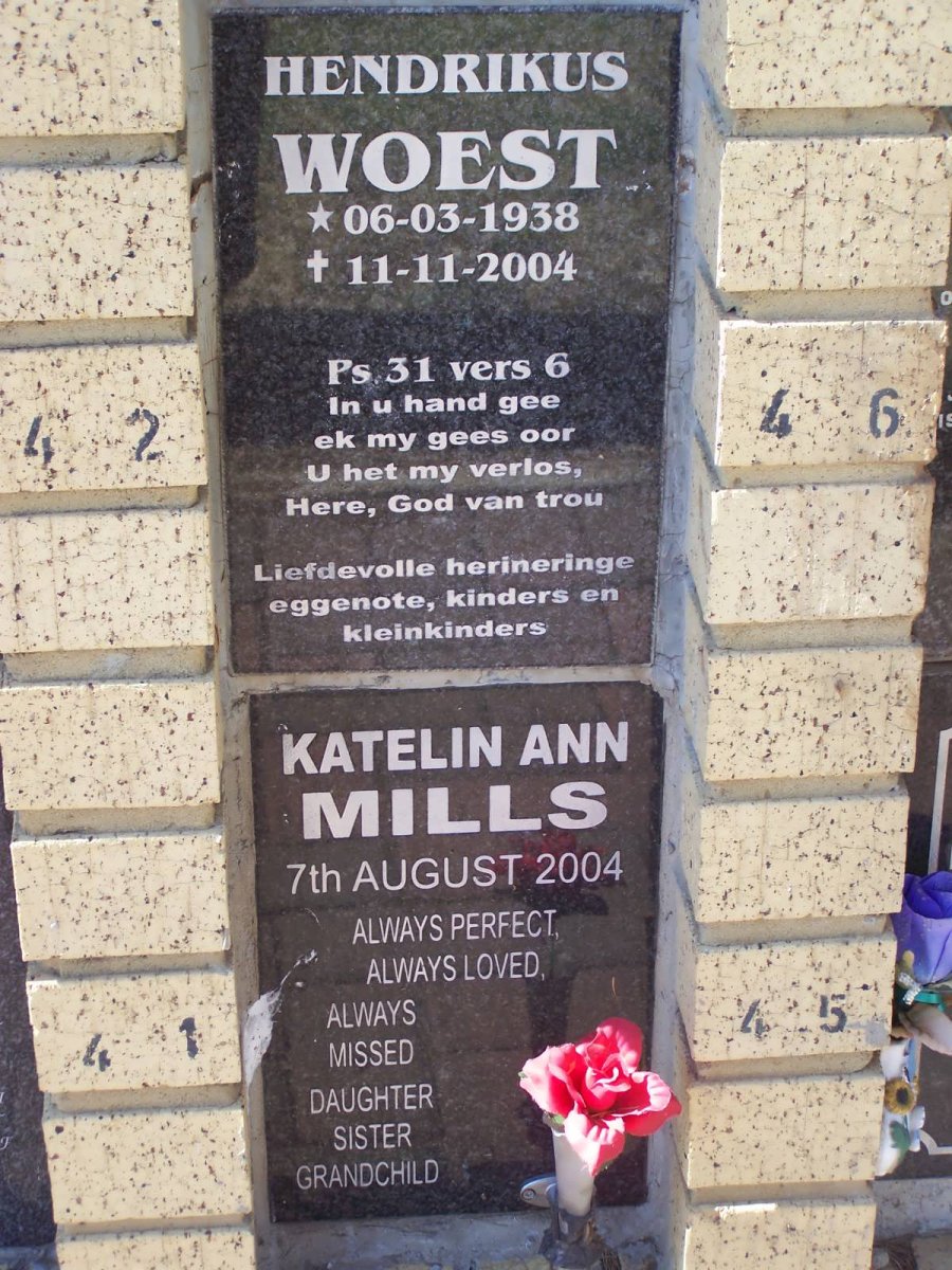 WOEST Hendrikus 1938-2004 :: MILLS Katelin Ann -2004