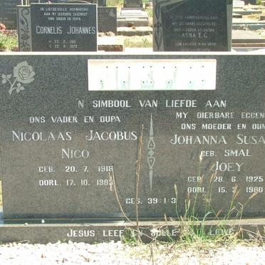 ? Nicolaas Jacobus 1918-1983 &amp; Johanna Susara SMAL 1925-1980