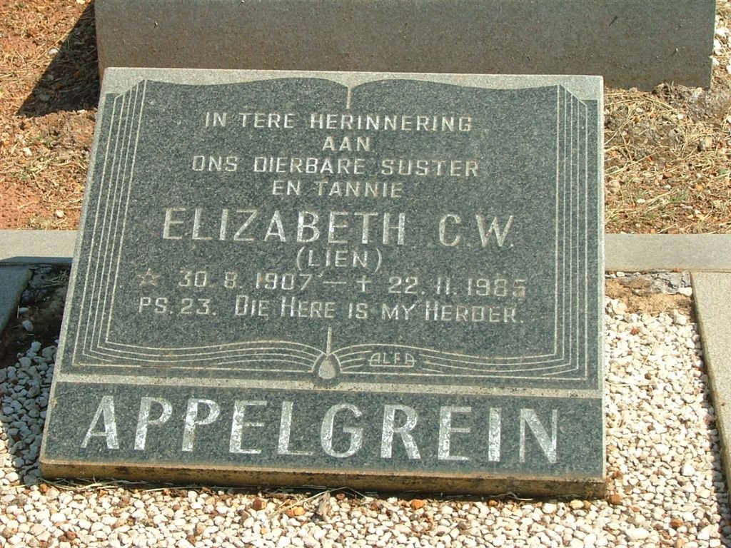 APPELGREIN Elizabeth C.W. 1907-1985