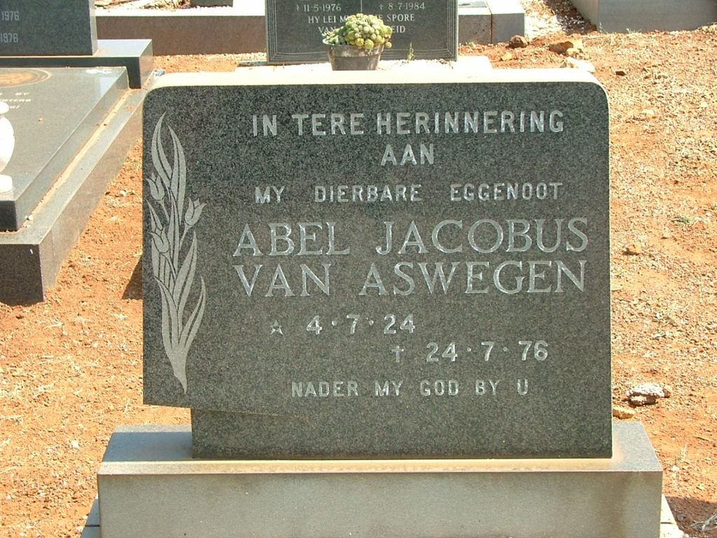 ASWEGEN Abel Jacobus, van 1924-1976 