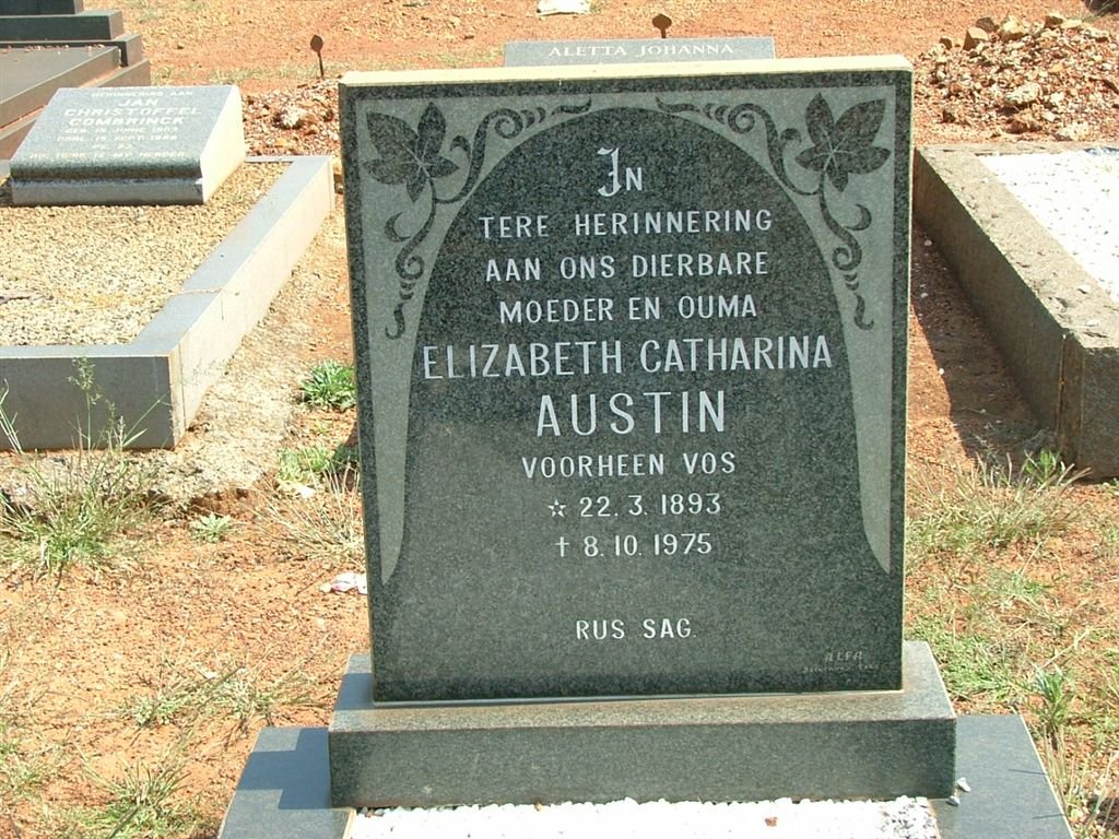 AUSTIN Elizabeth Catharina nee VOS 1893-1975