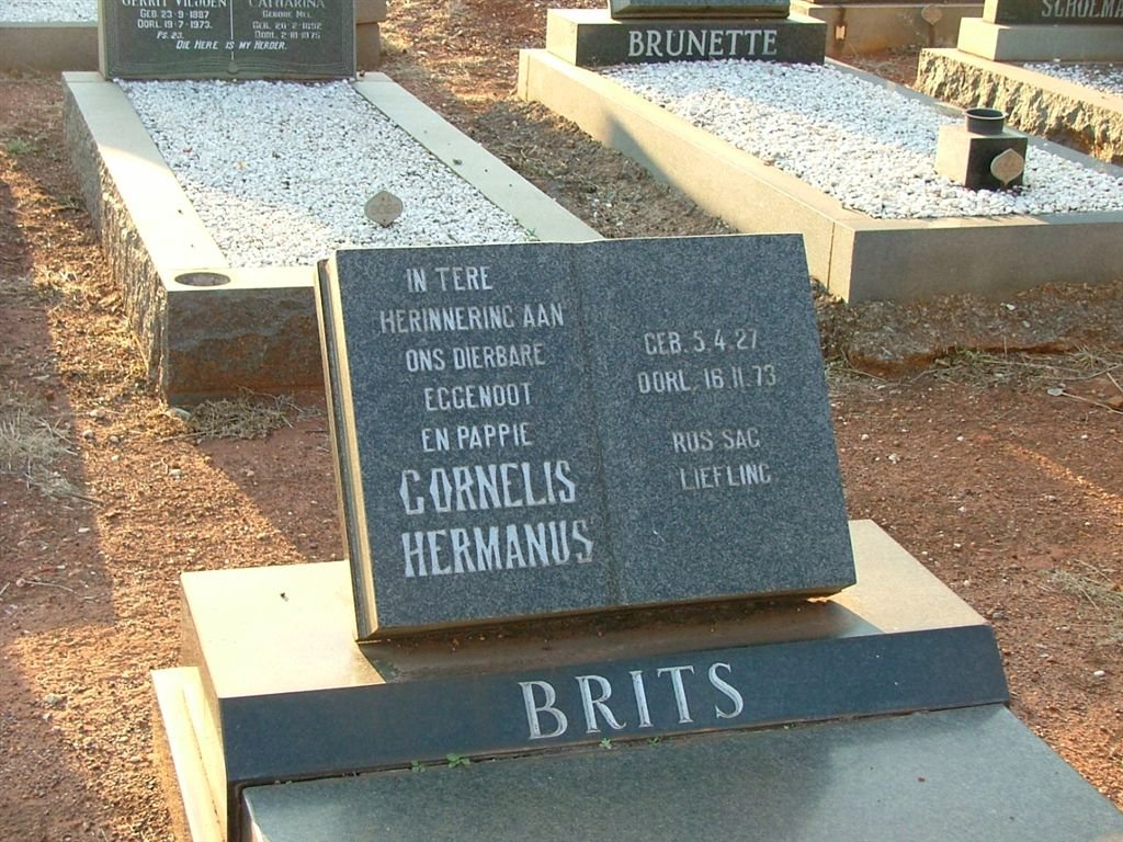 BRITS Cornelius Hermanus 1927-1973