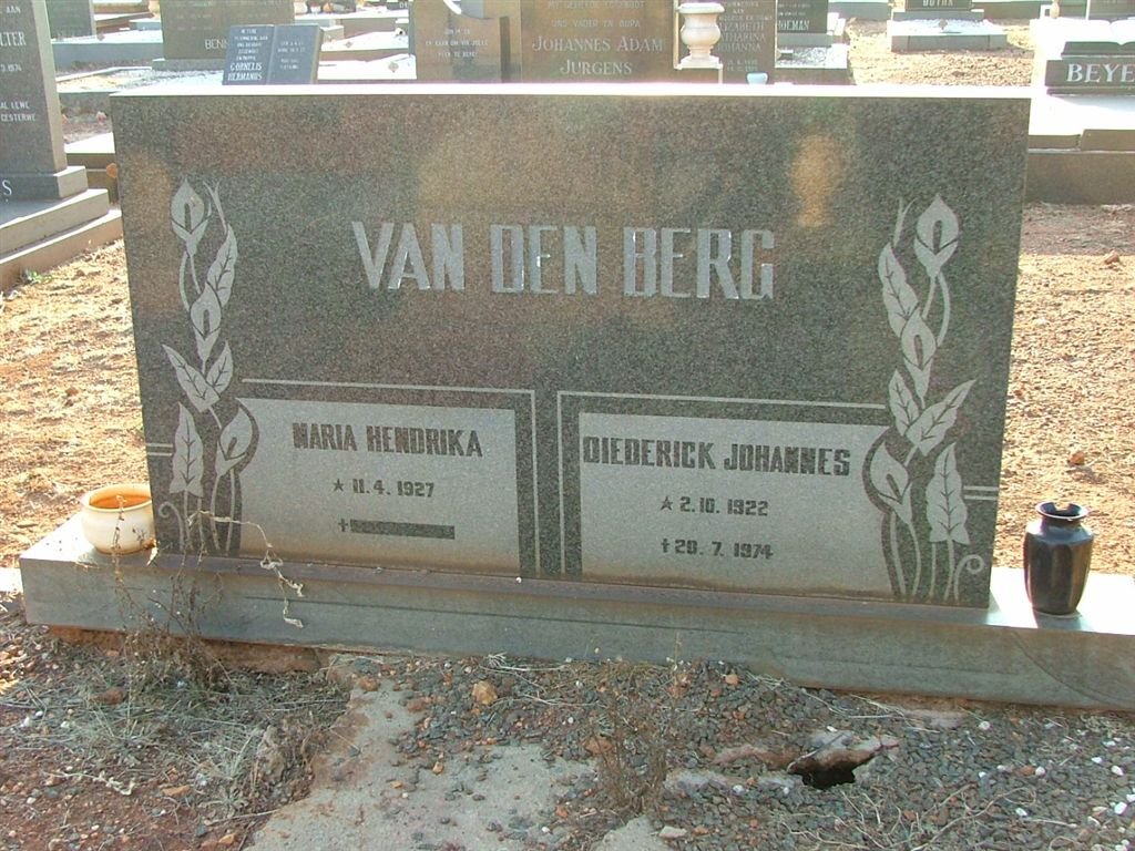 BERG Diederick Johannes, van der 1922-1974 &amp; Maria Hendrika 1927