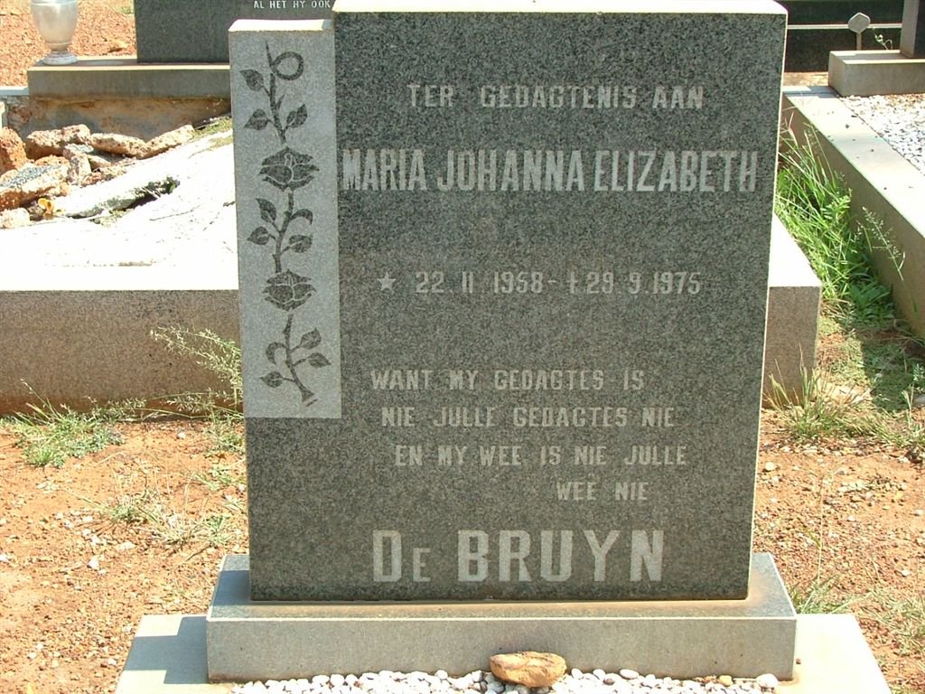 BRUYN Maria Johanna Elizabeth, de 1958-1975