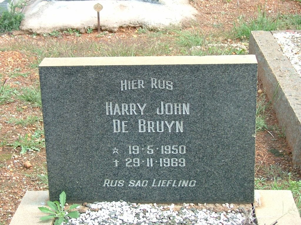 BRUYN Harry John, de 1950-1969