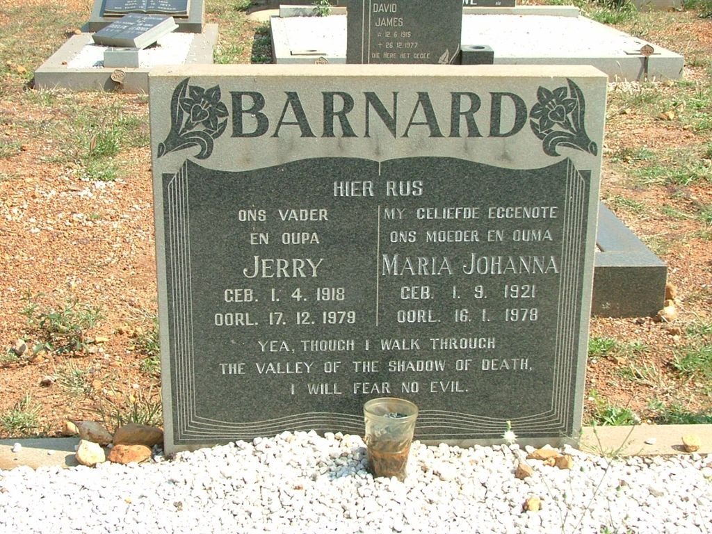BARNARD Jerry 1918-1979 &amp; Maria Johanna 1921-1978