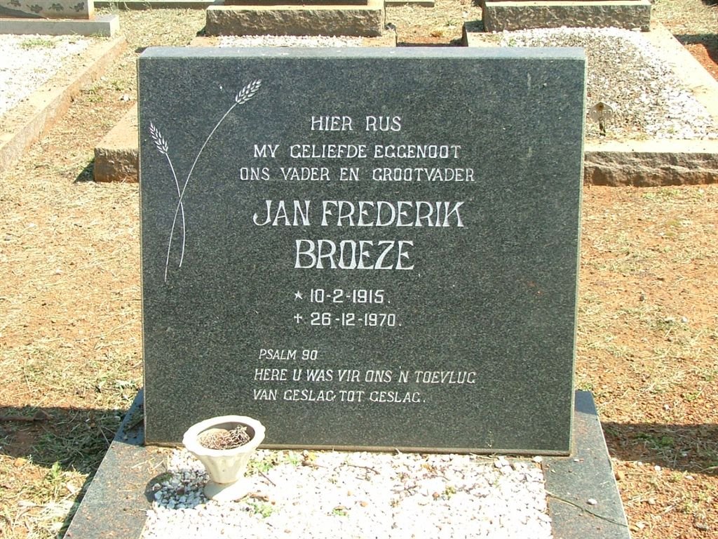 BROEZE Jan Frederik 1915-1970